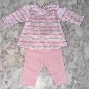 NWT Kissy Kissy Pink & White Striped Ruffle Baby Set